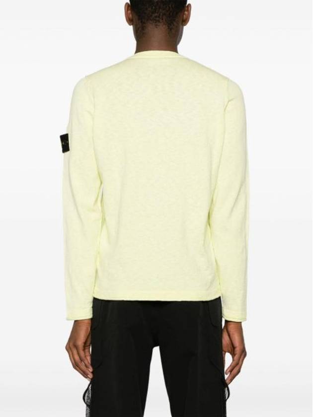 Compass Badge Ribbed Cotton Knit Top Lemon - STONE ISLAND - BALAAN 3