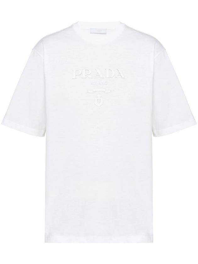 Logo Cotton Short Sleeve T-Shirt White - PRADA - BALAAN 2