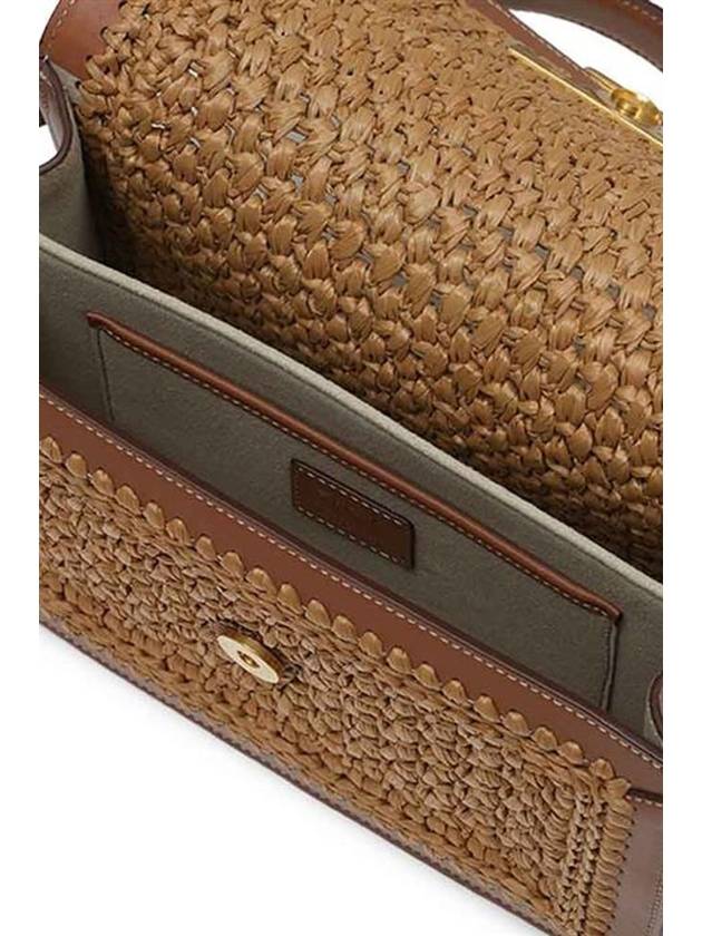 Plaque Mini Woven Shoulder Bag Brown - TOD'S - BALAAN 5