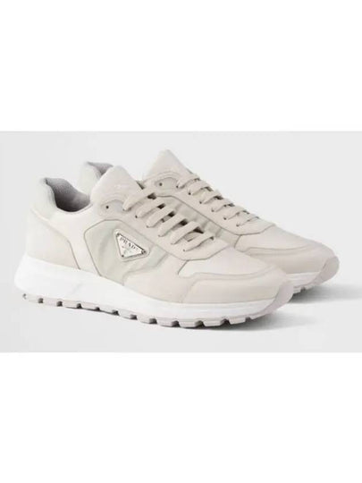 Nubuck Nylon Low Top Sneakers White - PRADA - BALAAN 2