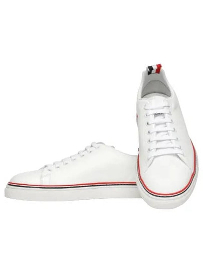 Tennis Vitello Calf Leather Low Top Sneakers White - THOM BROWNE - BALAAN 2