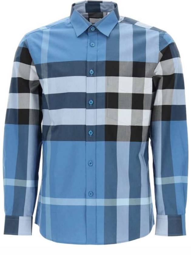 Burberry Blue Check Stretch Poplin SOMERTON Shirt 8038656 - COMME DES GARCONS - BALAAN 1