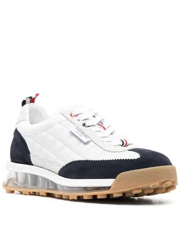 Tech Runner Quilted Low Top Sneakers White Navy - THOM BROWNE - BALAAN 4