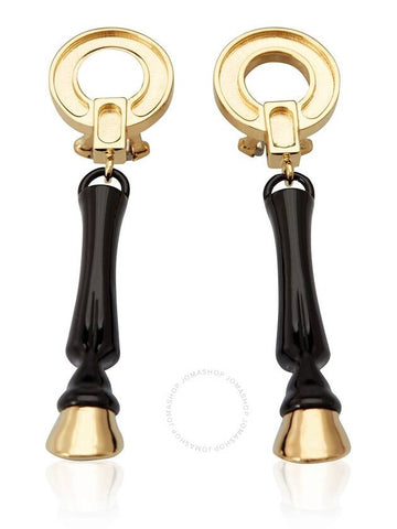 Burberry Resin And Gold-plated Hoof Drop Earrings In Black / Light Gold - BURBERRY - BALAAN 1