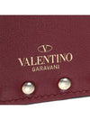 Rockstud Zipper Card Wallet Cerise - VALENTINO - BALAAN 8