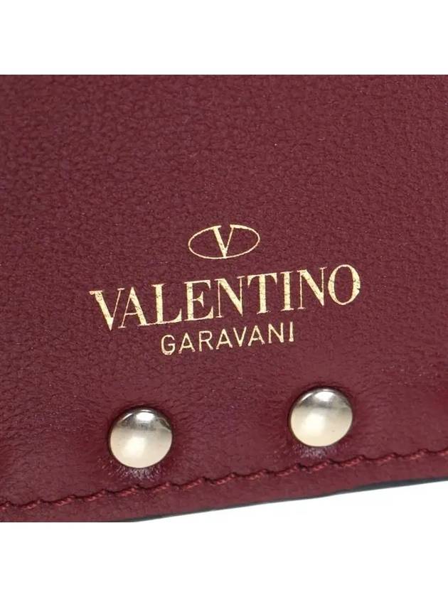 Rockstud Zipper Card Wallet Cerise - VALENTINO - BALAAN 8