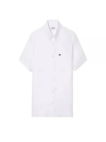 Men's Logo Patch Cotton Short Sleeve Shirt White - LACOSTE - BALAAN 2