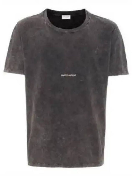 Destroyed Archive Logo Print Short Sleeve T-Shirt Black - SAINT LAURENT - BALAAN 2