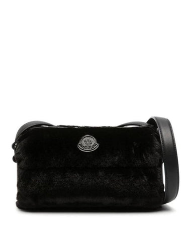 Logo-Embellished Faux Fur Cross Bag Black - MONCLER - BALAAN 1