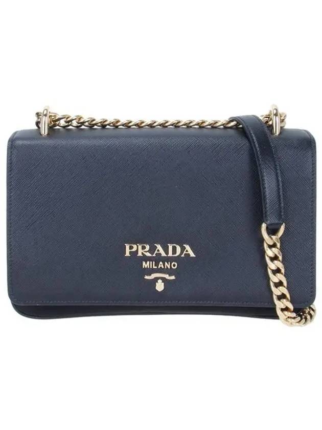 Saffiano Pocono Chain Shoulder Bag Black Gold - PRADA - BALAAN 2