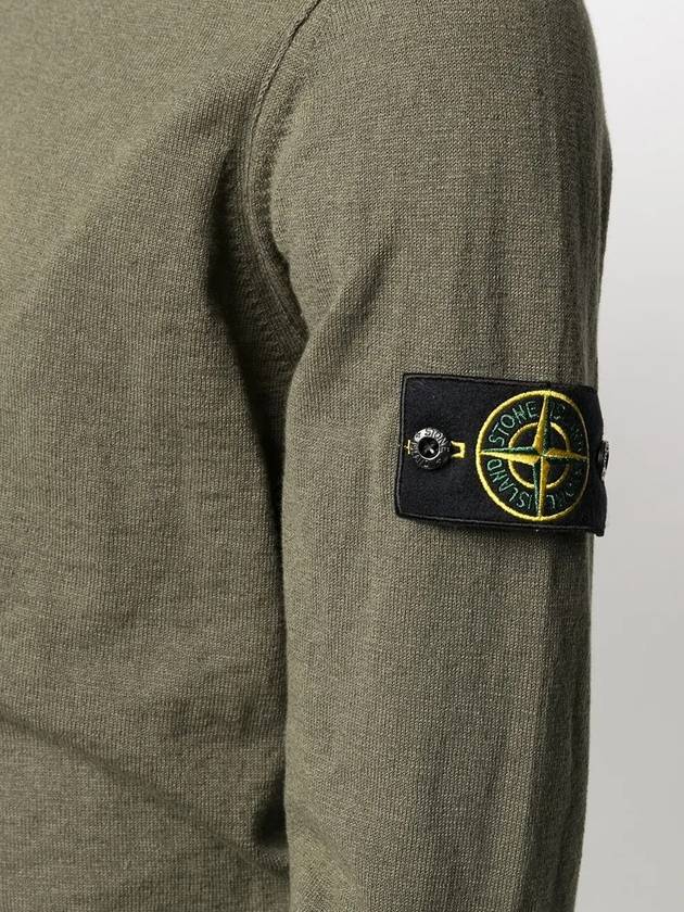 Wappen Patch Crew Neck Knit Top Khaki - STONE ISLAND - BALAAN 3