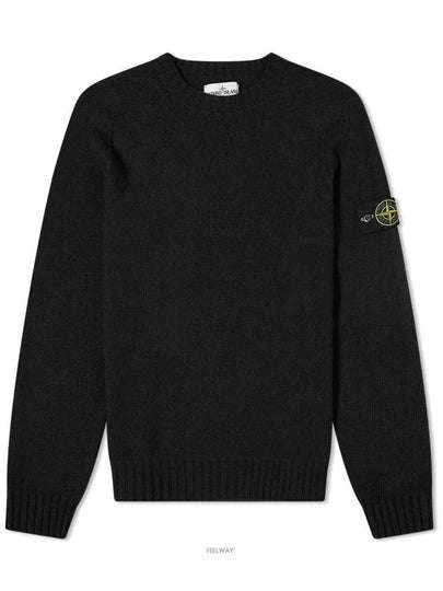 Wappen Patch Round Neck Wool Knit Top Black - STONE ISLAND - BALAAN 2