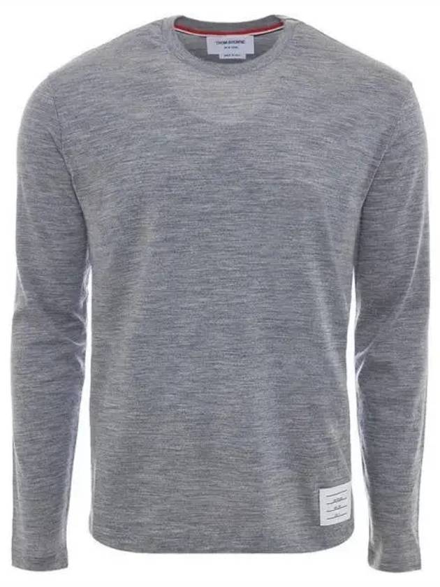 Logo patch wool gray long sleeve t shirt 270400 - THOM BROWNE - BALAAN 1