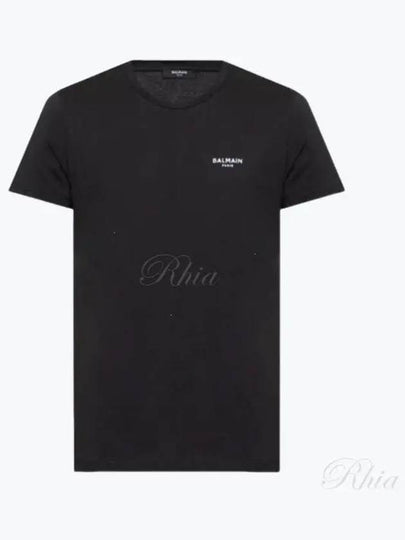 Logo Print Eco Responsible Cotton Short Sleeve T-Shirt Black - BALMAIN - BALAAN 2