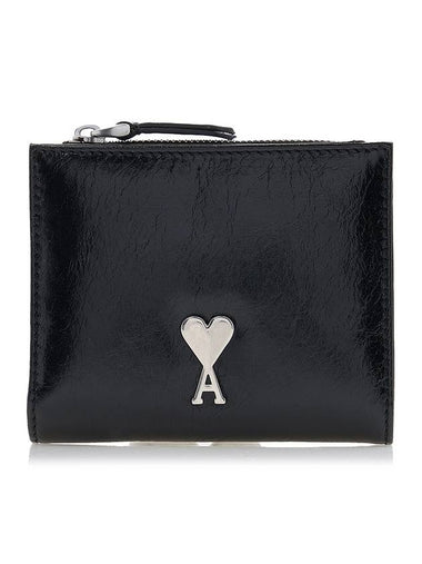 Heart Logo Half Wallet Black - AMI - BALAAN 1