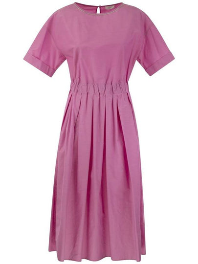 Cotton blend midi dress fuchsia - PESERICO - BALAAN 2