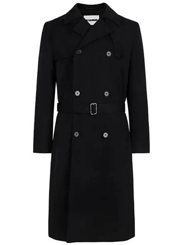 Two Button Wool Trench Coat Black - JIL SANDER - BALAAN 2