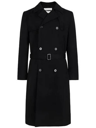 Two Button Wool Trench Coat Black - JIL SANDER - BALAAN 2