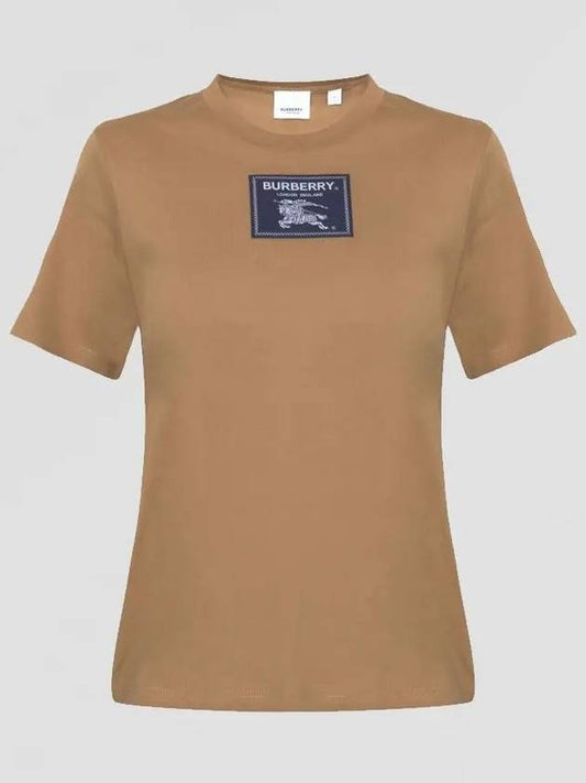 Women's Prosum Label Cotton Short Sleeve T-Shirt Camel - BURBERRY - BALAAN 2