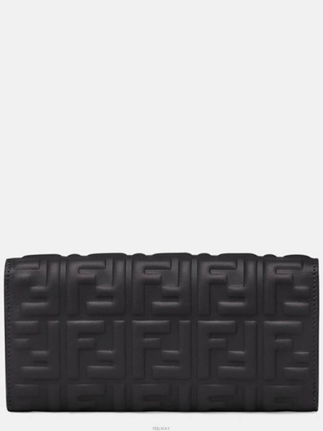 Baguette Continental Chain Leather Long Wallet Black - FENDI - BALAAN 6