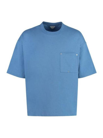 Cotton Jersey Short Sleeve T-Shirt Blue - BOTTEGA VENETA - BALAAN 1