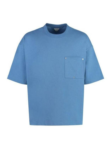 Cotton Jersey Short Sleeve T-Shirt Blue - BOTTEGA VENETA - BALAAN 1