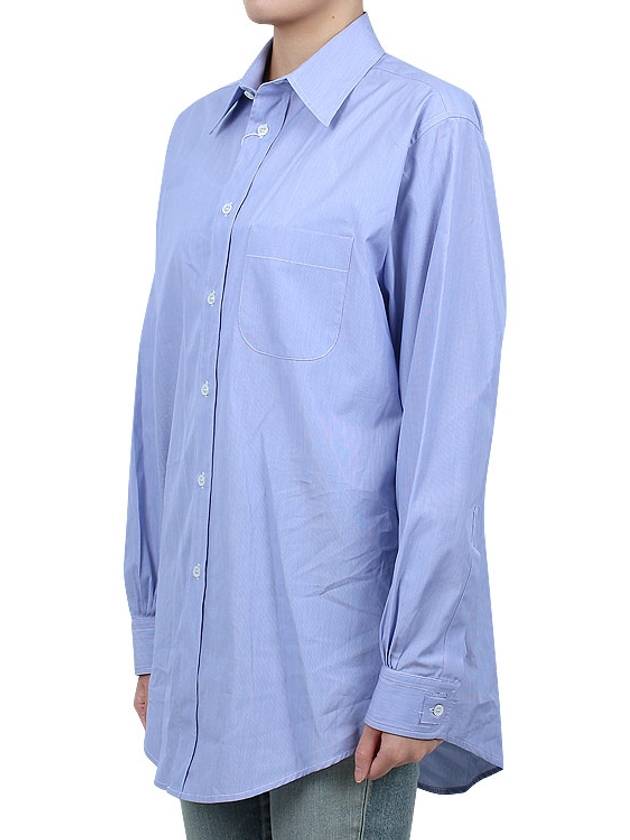 Stitched Cotton Long Sleeve Shirt Pale Blue - MAISON MARGIELA - 5