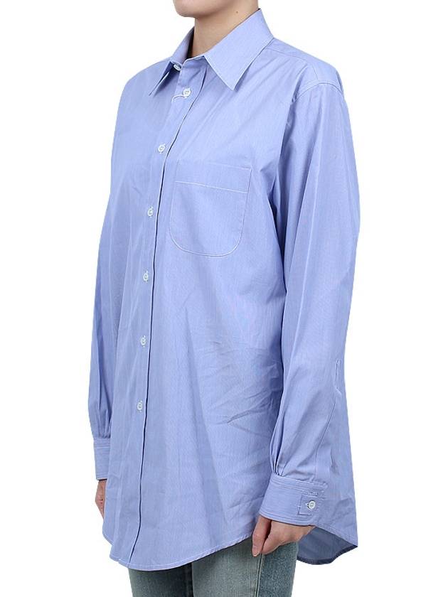 Stitched Cotton Long Sleeve Shirt Pale Blue - MAISON MARGIELA - BALAAN 5