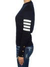 Milano Stitch Crewneck 4-Bar Cotton Crepe Knit Top Navy - THOM BROWNE - BALAAN 4