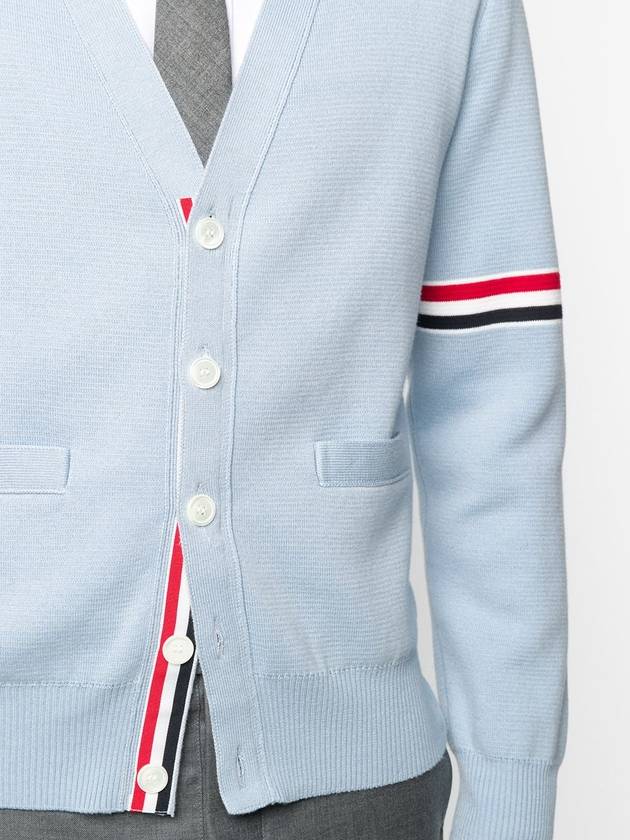 Milano Stitch Sprite Armband Cotton V-neck Cardigan Light Blue - THOM BROWNE - BALAAN 7