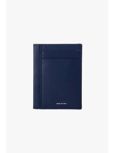 Textured Leather Card Case Navy - PAUL SMITH - BALAAN 1