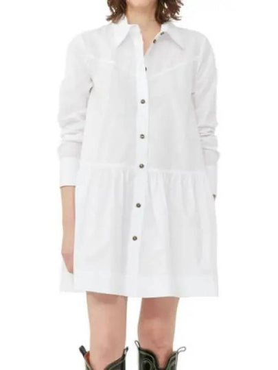 Poplin Cotton Short Dress White - GANNI - BALAAN 2