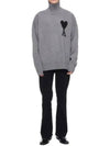 Big Heart Logo Wool Knit Turtleneck Grey - AMI - BALAAN 4