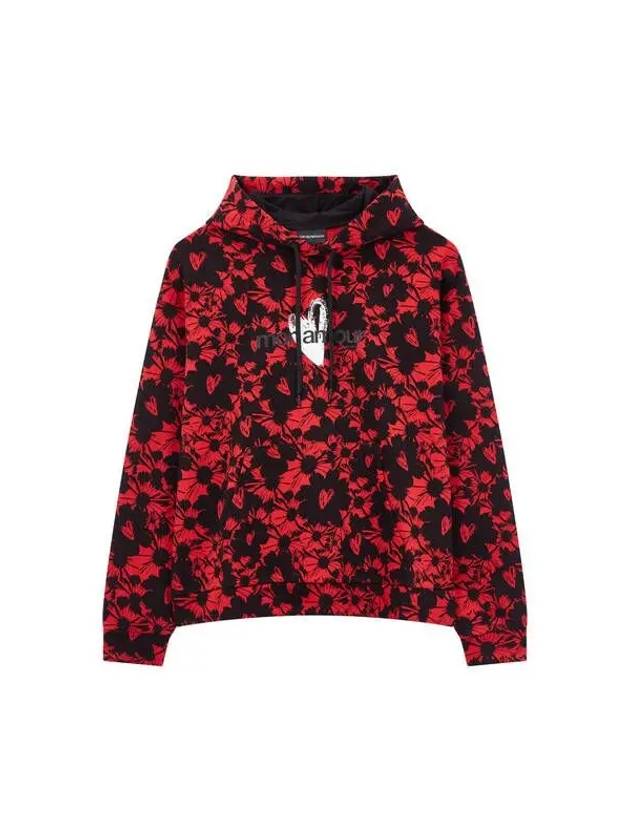 Men s Flower Logo Hooded Sweatshirt Black - EMPORIO ARMANI - BALAAN 1