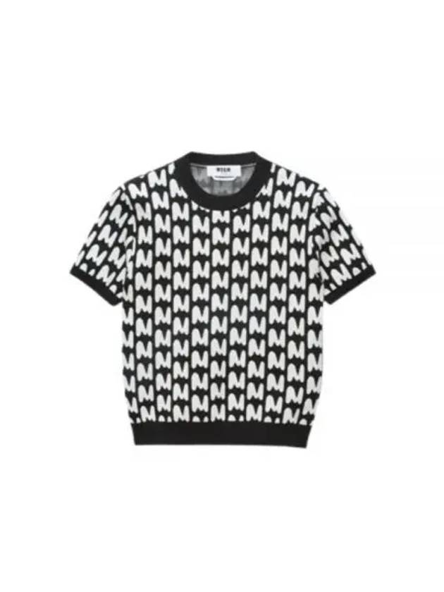 Jacquard TheMwave Short Sleeve Knit Top Black - MSGM - BALAAN 2