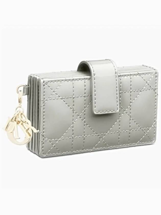 Lady 5-Gusset Patent Cannage Calfskin Card Wallet Grey - DIOR - BALAAN 4