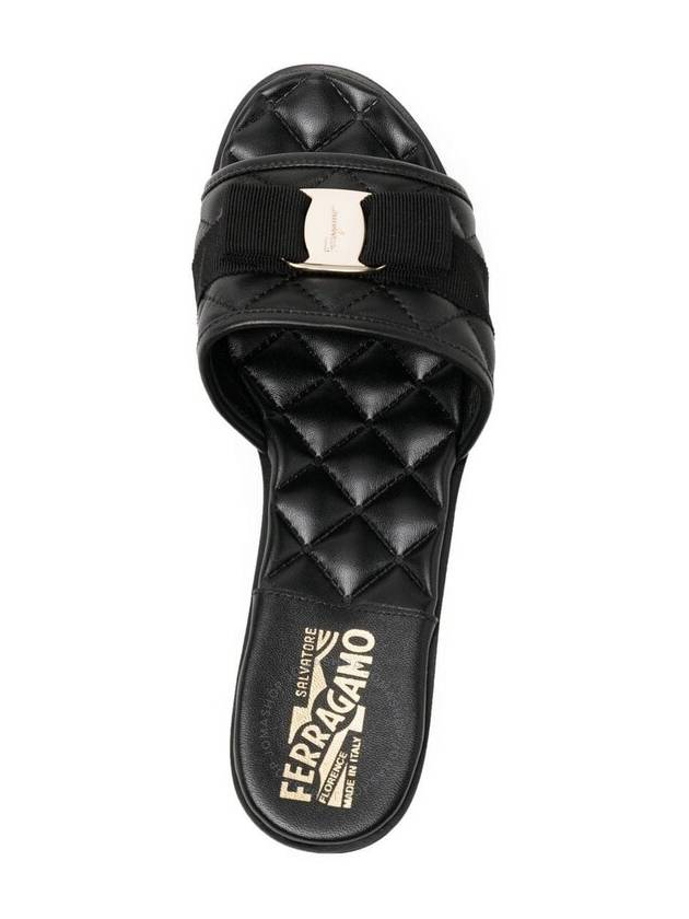 Vara Quilted Slippers Black - SALVATORE FERRAGAMO - BALAAN 4