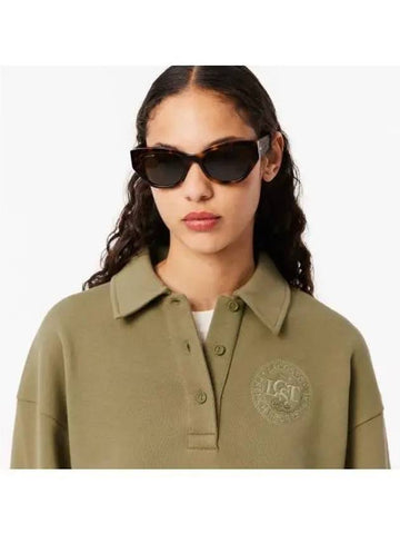 Women s New Logo Polo Collar Sweatshirt Khaki - LACOSTE - BALAAN 1