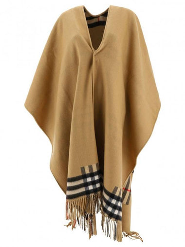 Reversible Check Wool Cashmere Cape Beige - BURBERRY - BALAAN 1