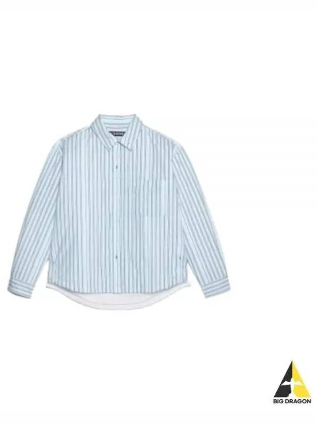 La Chemise Boulanger Striped Cotton Long Sleeve Shirt Blue - JACQUEMUS - BALAAN 2