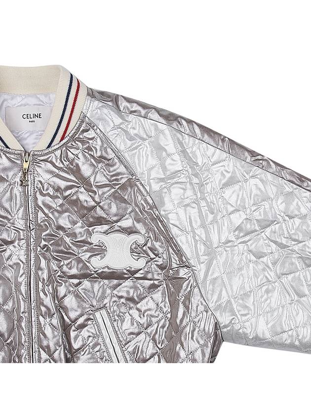 Laminated Silk Kazak Blouson Jacket Silver - CELINE - BALAAN.