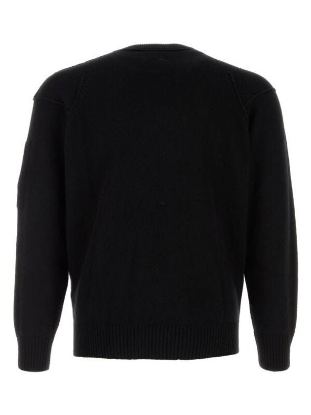 Lambswool GRS Crew Neck Knit Top Black - CP COMPANY - BALAAN 3