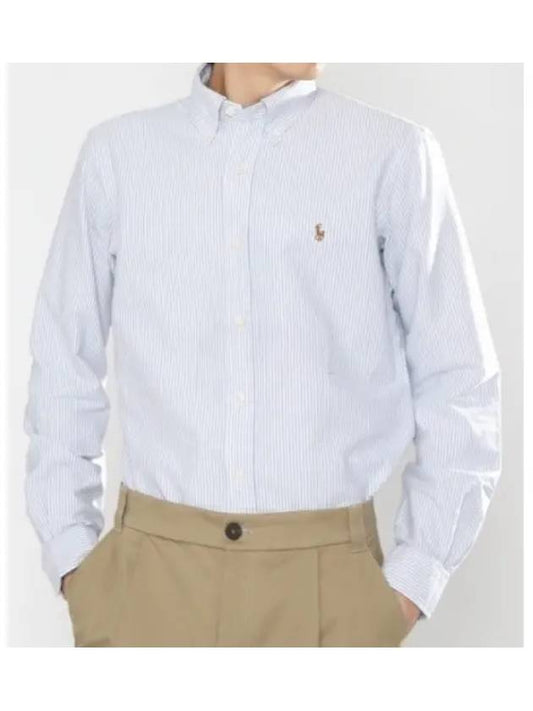 Embroidery Pony Oxford Long Sleeve Shirt Blue - POLO RALPH LAUREN - BALAAN 2