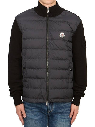 Padded Cotton Zip-Up Cardigan Black - MONCLER - BALAAN 2