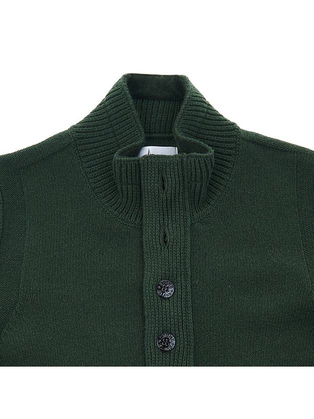 High Neck Half Button Lambswool Knit Top Olive - STONE ISLAND - BALAAN 4