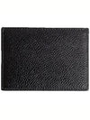 Pebble Grain Leather Stripe Single Card Wallet Black - THOM BROWNE - BALAAN 4