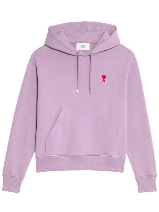 Small Heart Logo Cotton Hoodie Purple - AMI - BALAAN.