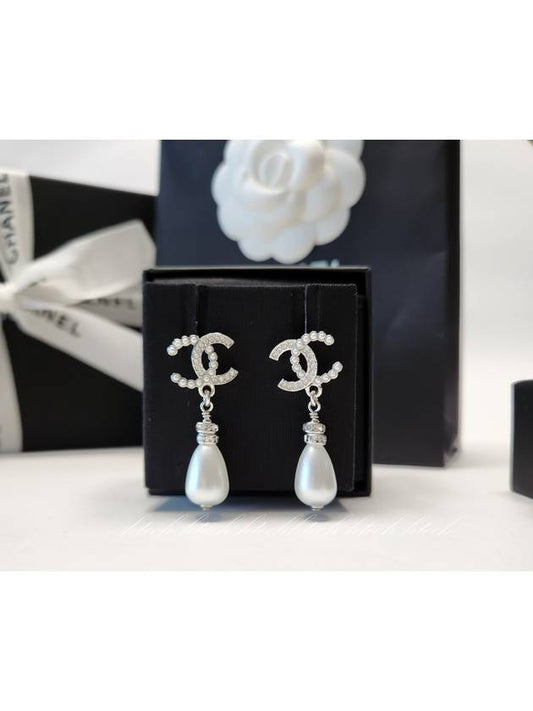 CC logo earrings pearl drop water silver ABD472 - CHANEL - BALAAN 2