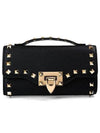 Women's Rockstud Leather Shoulder Bag Black - VALENTINO - BALAAN 2