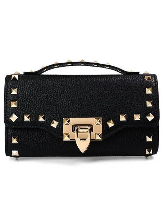 Women's Rockstud Leather Shoulder Bag Black - VALENTINO - BALAAN 2